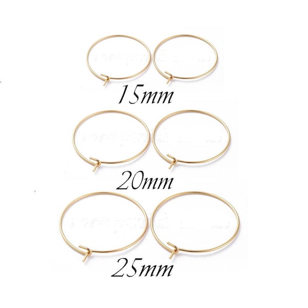 6x surgical stainless steel hoop earrings 3 sizes to choose from for jewelry making