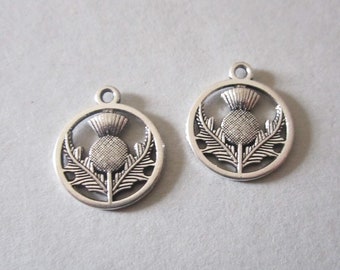 6x charms pendant Scottish thistle antique silver 20x 17 mm