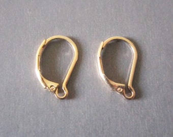 6 hinged earrings stainless steel 24K gold plated with loop 16.5 mm x 10 mm