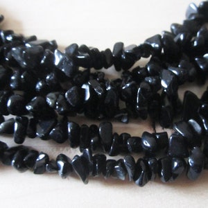 Obsidian chips beads 40 cm long 5 mm - 8 mm, chip beads one strand