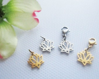 Pendant lotus flower made of stainless steel without carabiner/ with carabiner 2 colors to choose from