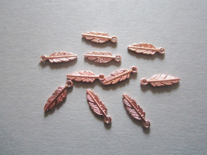 10x feather pendants 15 mm 7 colors to choose from Rosegold