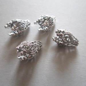 4x filigree bead caps brass flower antique silver 20 x 15 mm image 1