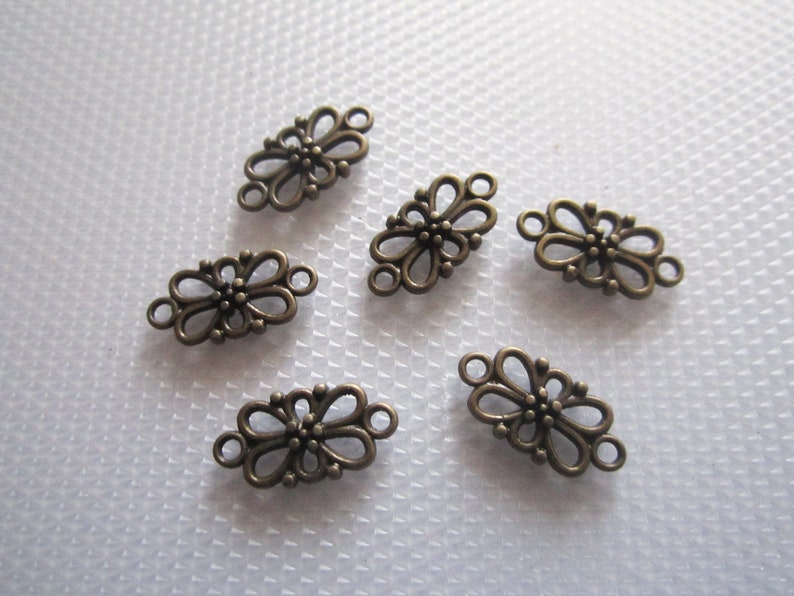6x filigree connector flower 6 colors to choose from Bronzefarbe