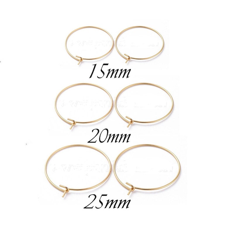 6x surgical stainless steel hoop earrings 3 sizes to choose from for jewelry making image 1