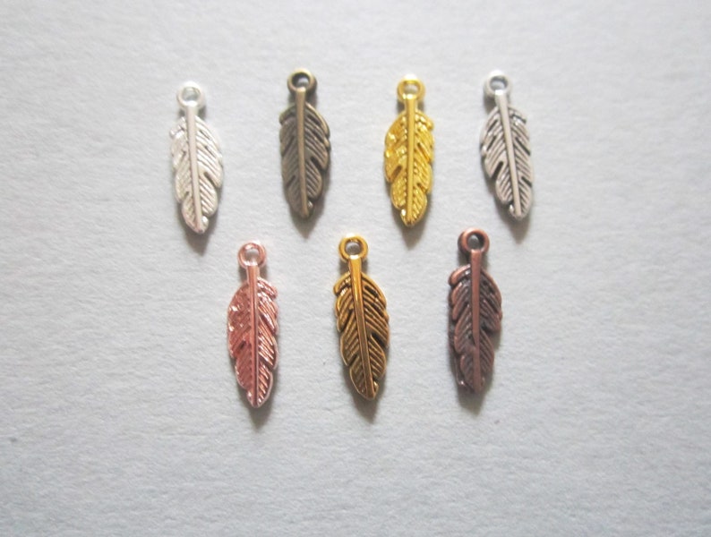 10x feather pendants 15 mm 7 colors to choose from image 2