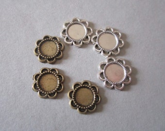 6x Verbinder/ Anhänger Blume Fassungen für 8 mm Cabochon 2 Farben zur Auswahl