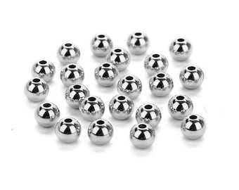 100x metal beads made of surgical stainless steel, rustproof, 3 mm