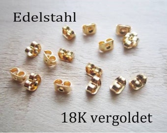 50x oorstoppers 18K roestvrij stalen coating voor oorknopjes, vlinder