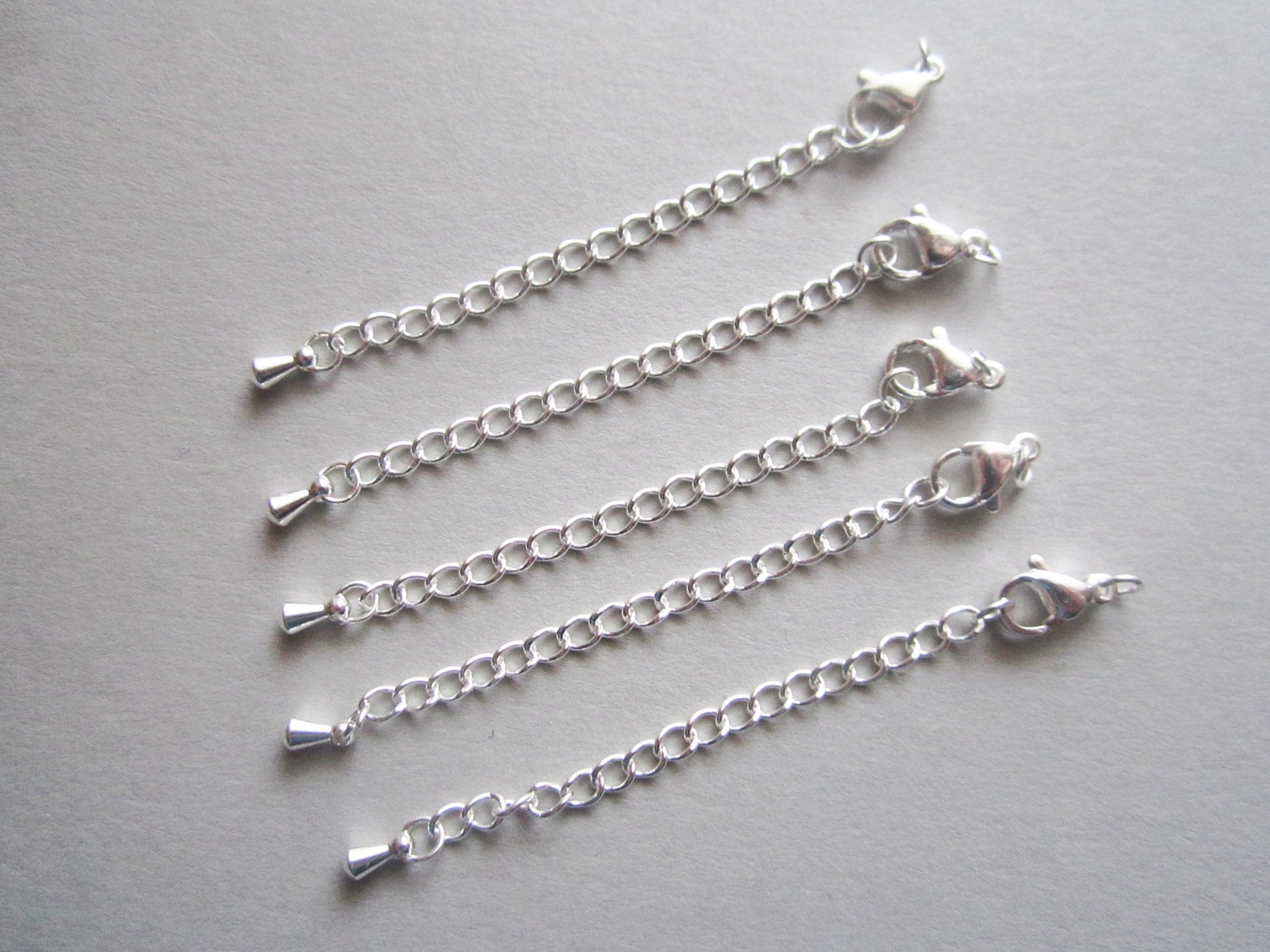 5x Stainless Steel Silver-plated Extension Chains With a Lobster Clasp 7 Cm  - Etsy