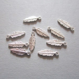 10x feather pendants 15 mm 7 colors to choose from Silver