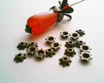 50x bead caps flower 5 mm x 2 mm antique bronze