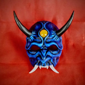 Blue Oni Mask / Half Oni mask / Japanese Demon Mask