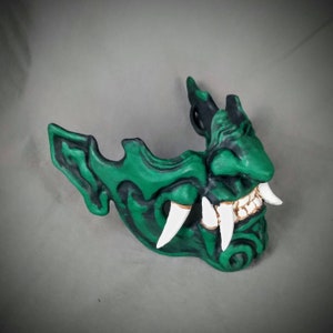 Hand Painted Oni Style Mempo Mask: Samurai Bushido Mask