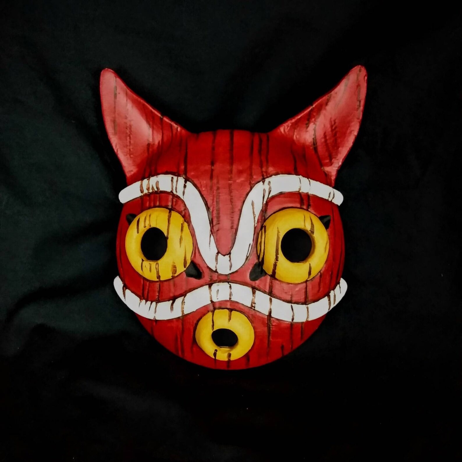 Wearable Mononoke inspired San mask with Wood Grain Etsy