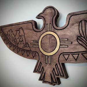 Eagle wood art, Thunderbird Art, Housewarming Gift, Wooden Wall Art, Western Decor, Rustic Art