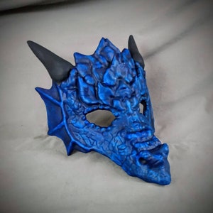 Blue Dragon Half Mask: Hand-Painted Samurai Menpo