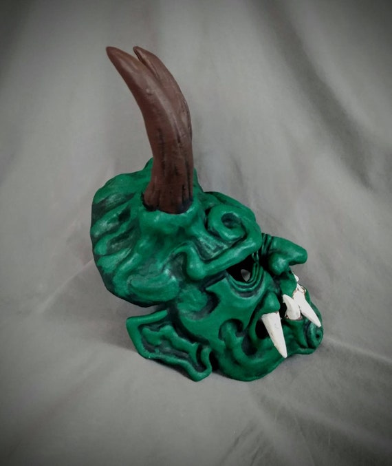 Wearable Green Oni Mask: Japanese Noh Style Yokai Mask - Etsy