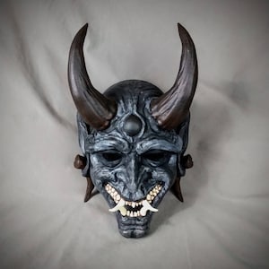 Masque Oni Bouffon Gris / Masque Oni Portable / Masque de style yokai japonais