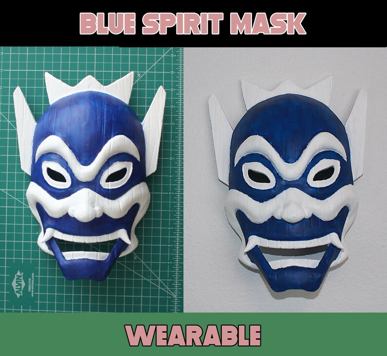 Blue Spirit Mask / Wearable Japanese Style Mask | Etsy
