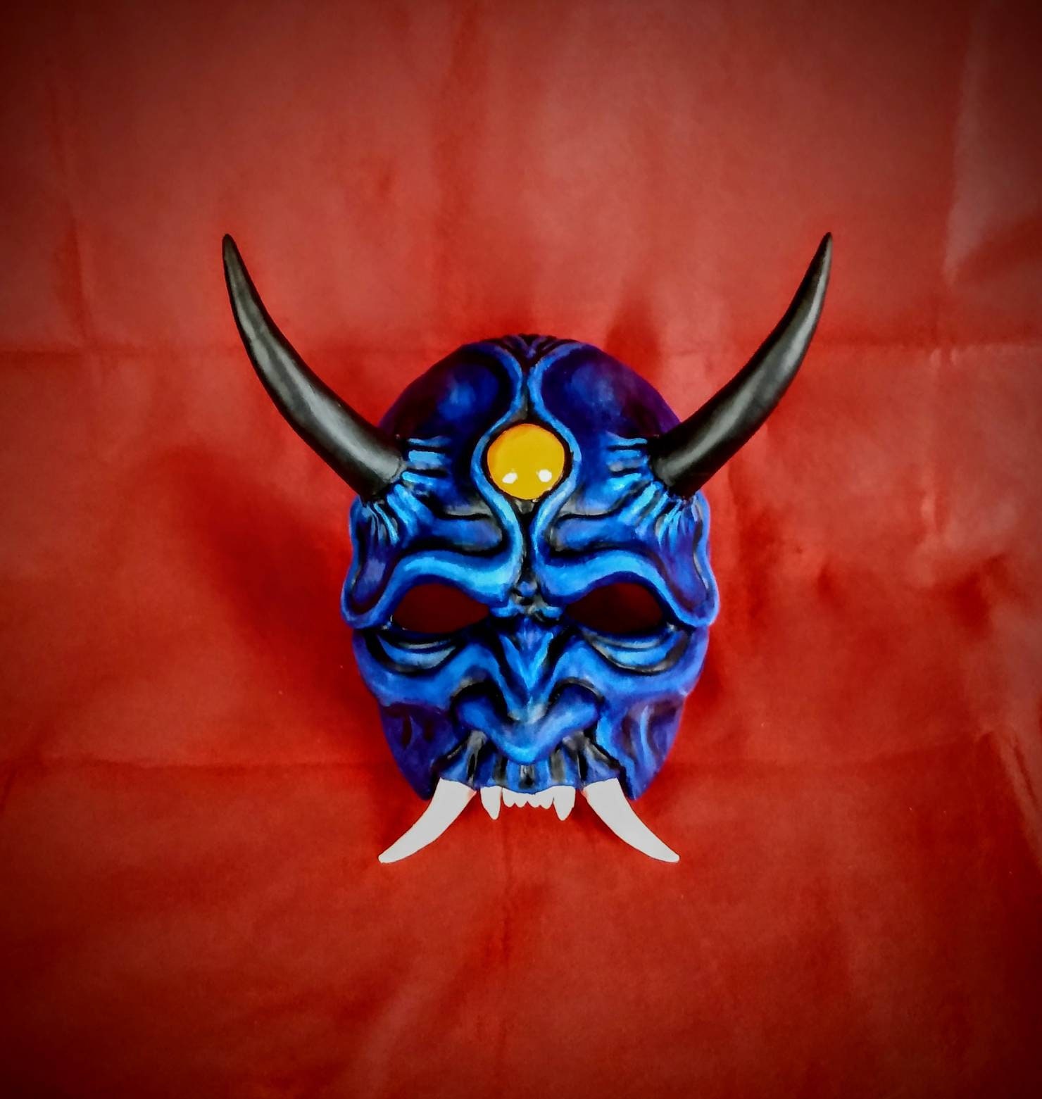 Blue Oni Mask Paper Mache  japanese snacks and manga goodies