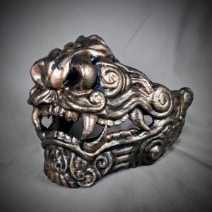 Bronze Fu Dog Mempo Mask / Bushido Mask / Samurai Half mask / Stylized Menpo