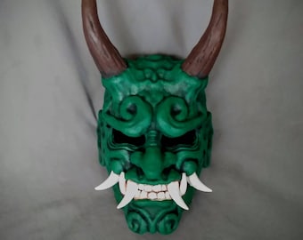 Wearable Green Oni Mask: Japanese Noh Style Yokai Mask - Etsy