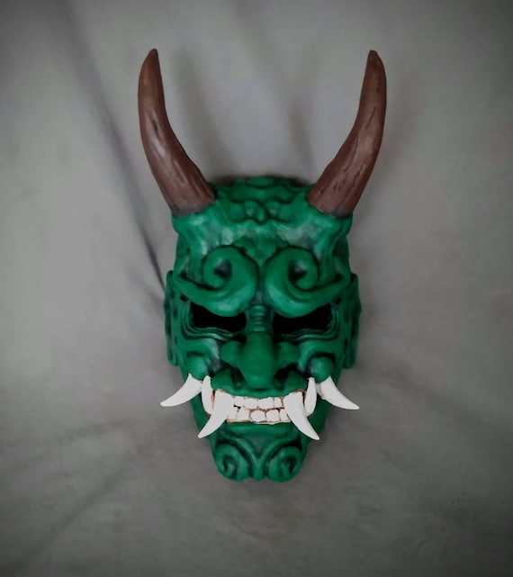 Wearable Green Oni Mask: Japanese Noh Style Yokai Mask - Etsy