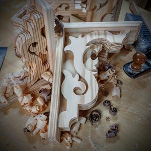 Victorian Wood Corbel: Unfinished Shelf Bracket, Country Home Decor