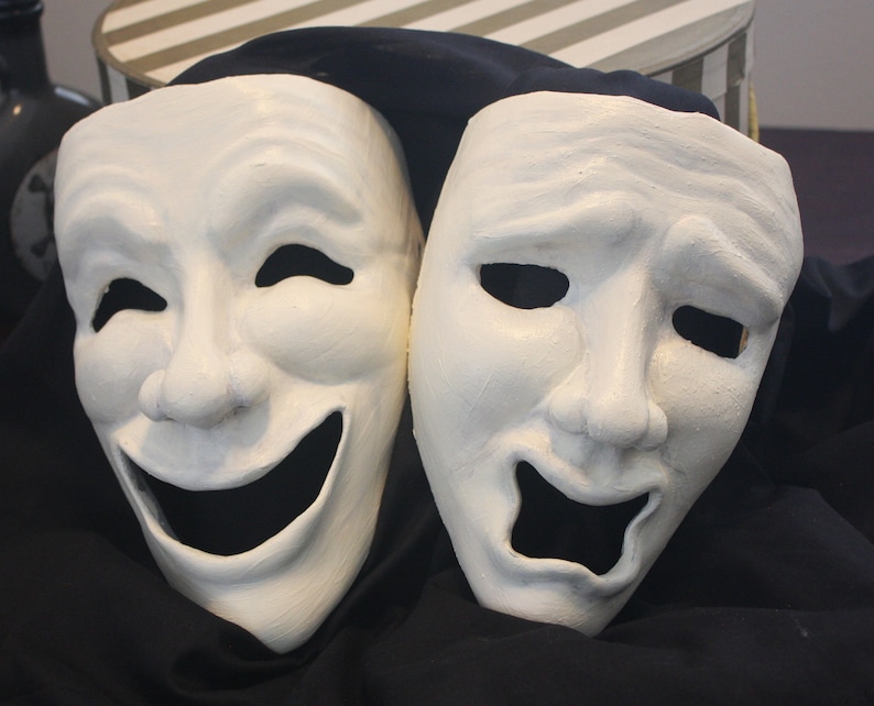 Comedy & Tragedy Theater masks / Classical Greek Theater style Etsy