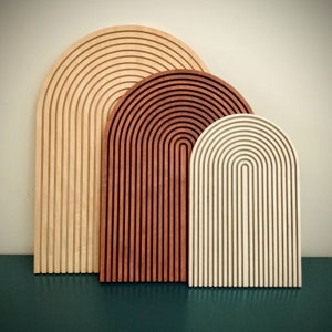 Bogen Holzkunst, Boho Holzdekor, Einweihungsparty Geschenk, Regenbogen schnitzen Wandkunst, Holzwandkunst, moderne Holzkunst