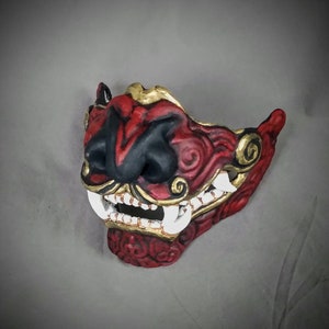 Hand Painted Foo Dog Samurai Mempo Mask