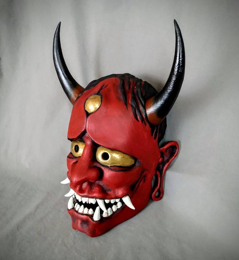 Máscara Hannya / Máscara Oni Roja Portátil / Máscara Noh Etsy México