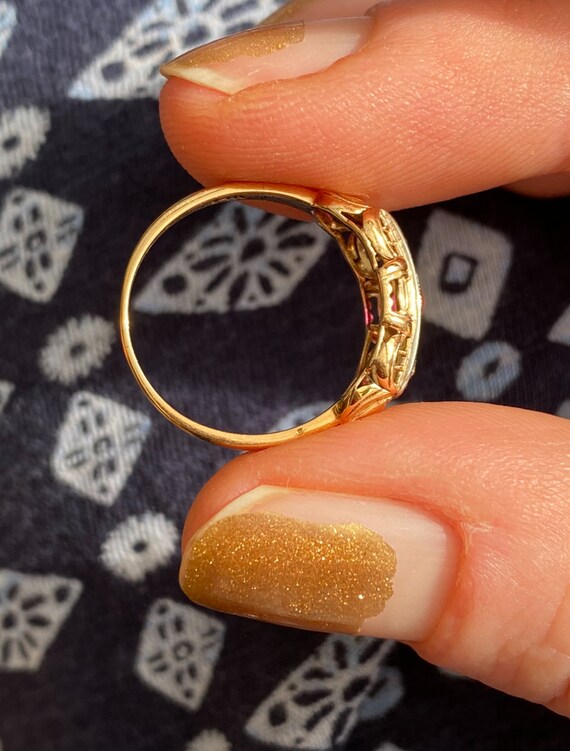 14ct Gold Ruby Diamond Trilogy Ring - Circa 1925 - image 8