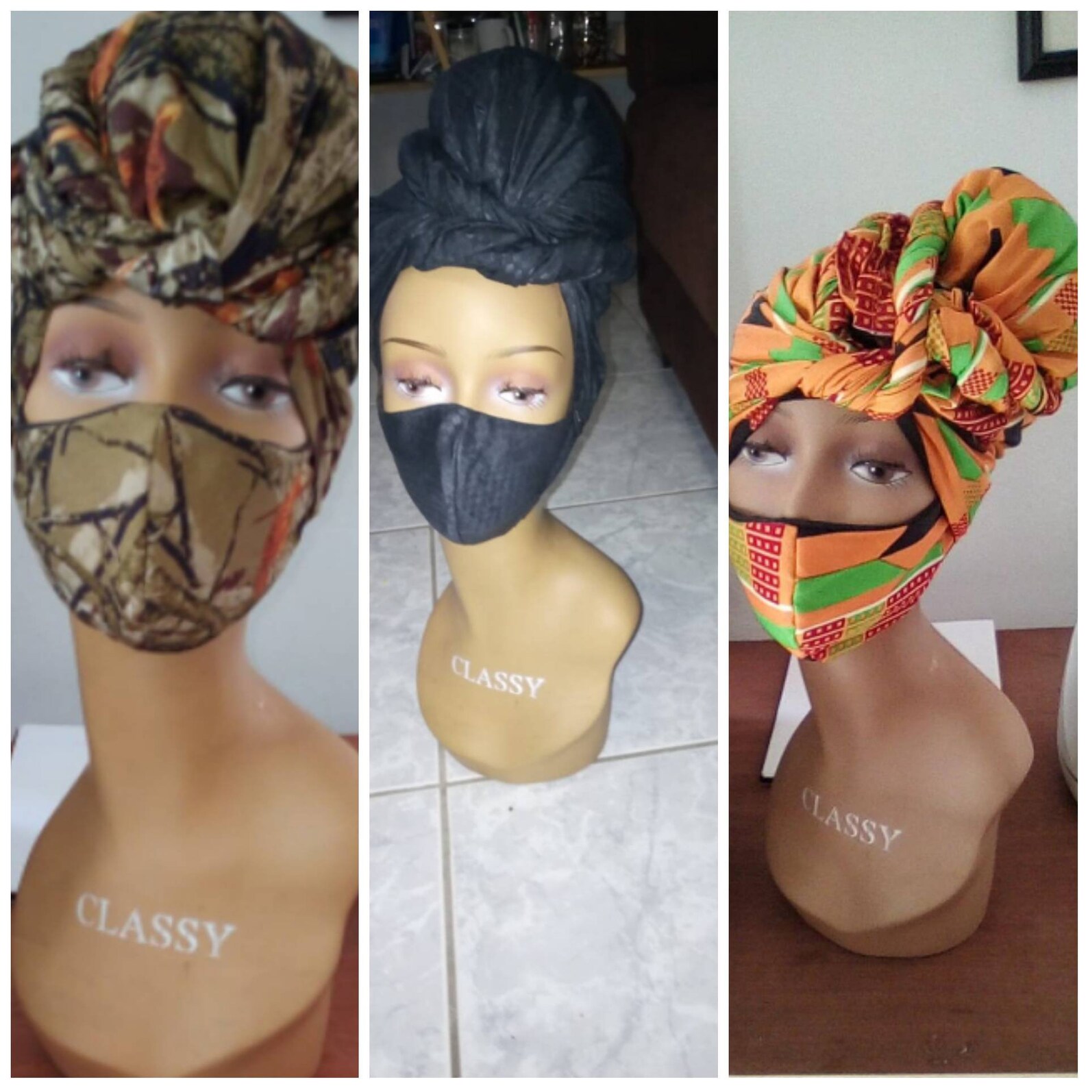 Head wrap and face baseball cap and face mask with filter Etsy