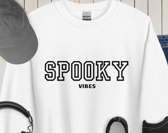 Spooky Vibes Halloween Sweatshirt, Adult Halloween Shirts, Spooky Halloween Crewneck, Cute Halloween Sweater, Womens Halloween Shirt, Fall