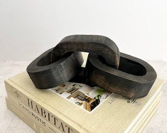 Maillons de chaîne en bois de manguier sculptés à la main, style campagnard noir
