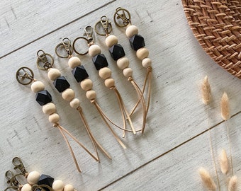 Houten sleutelhanger, cadeaus voor haar, boho-sleutelhanger, cadeau voor een vriend, kleinigheidjes
