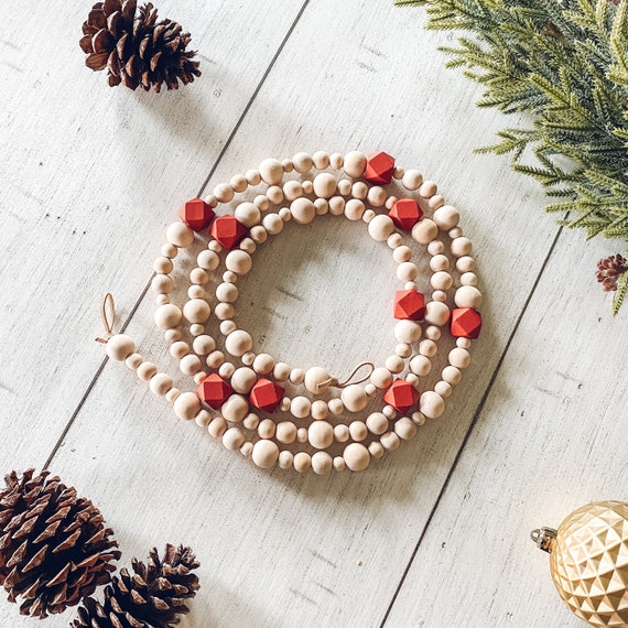 Wood Bead Christmas Garland 