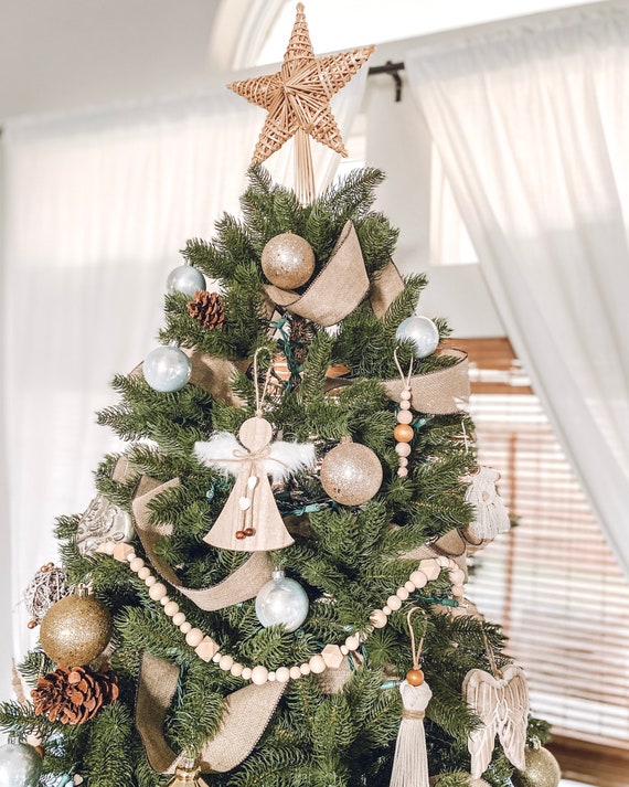 Wooden Beads Tassel Garland Neutral Christmas Tree Holiday Seasonal Home Decor Wooden Beads Tassel Garland Neutral Christmas Tree Holiday Seasonal Home Decor
