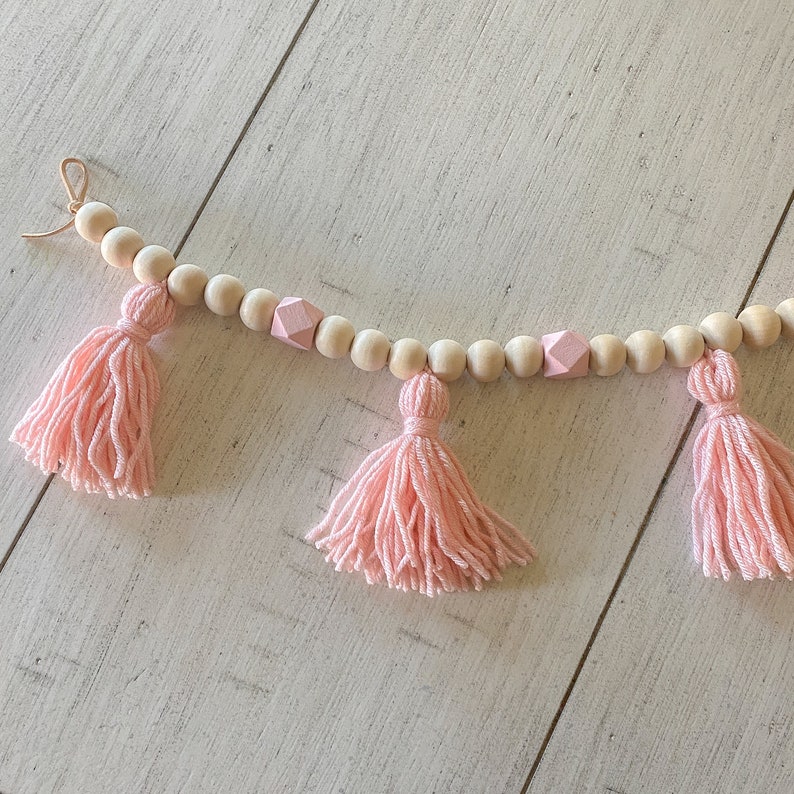 Pink Yarn Tassel Garland Nursery Decor Kids Room Decor Etsy