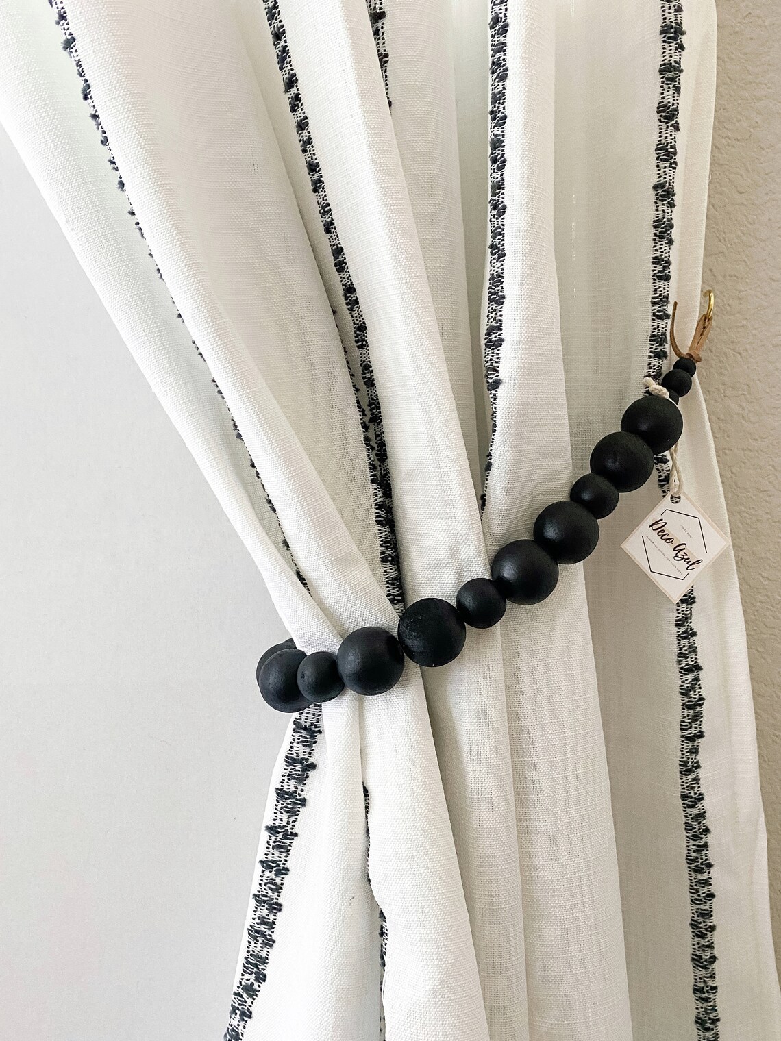 Black Curtain Tie Backs Window Treatment Boho Decor Natural Etsy