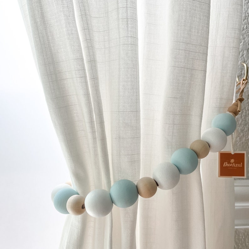 Light Blue Curtain Tie Backs Nursery Decor Boy Blue Curtain Etsy