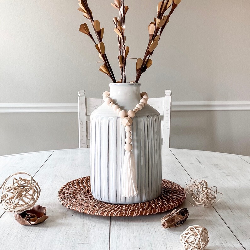 Vase Garland Wood Bead Garland With Tassels Wooden Bead Etsy UK