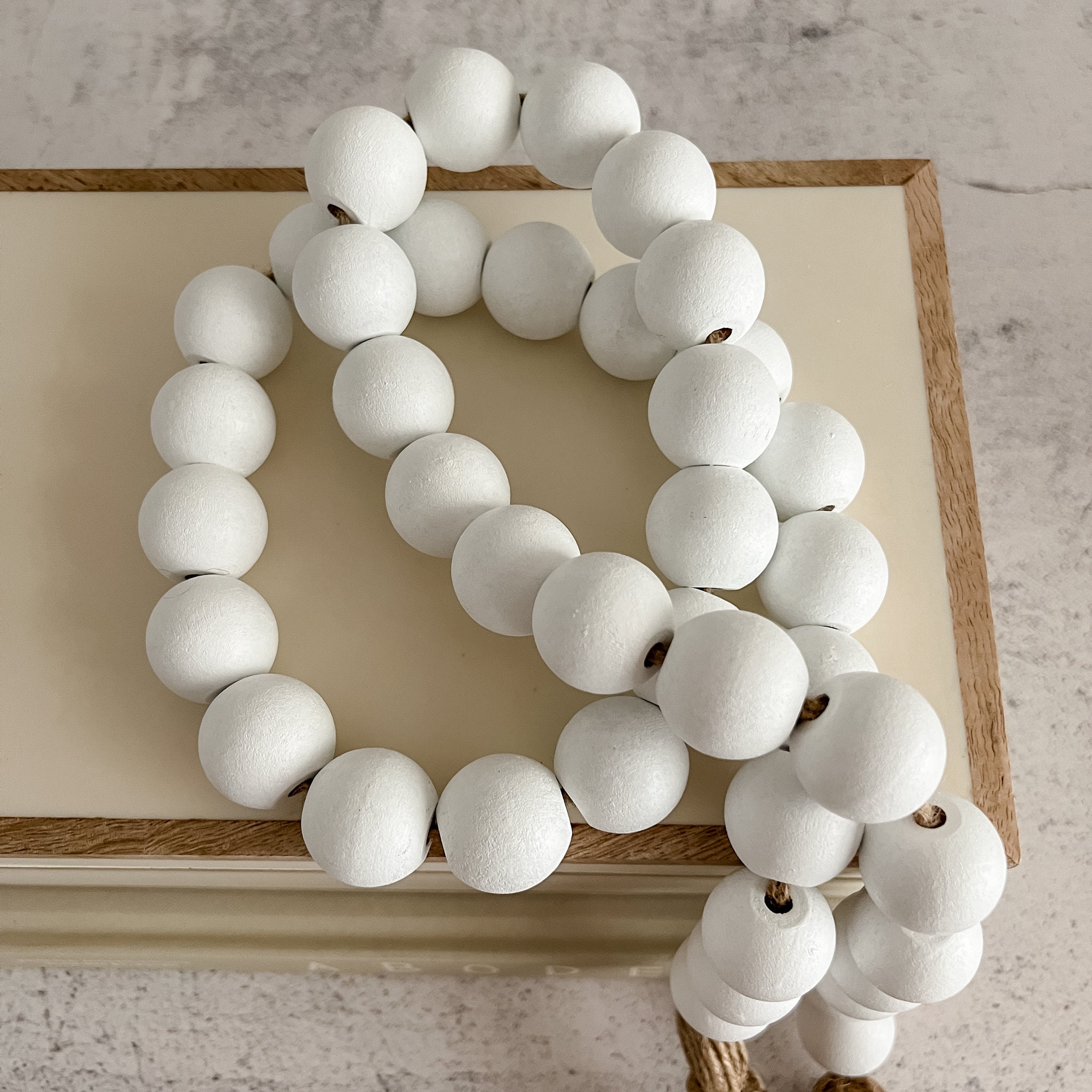 White Wood Bead Garland – The Blessed Barn Co.