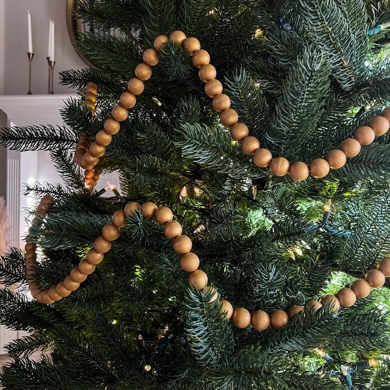 7.2 Feet Christmas Wooden Beaded Garland Christmas Tree Wood Bead