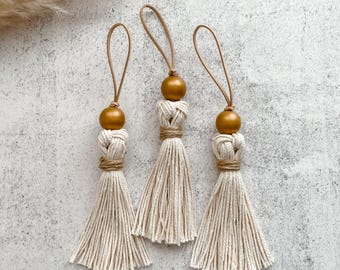 Christmas Ornament Set: Macrame Boho Tassel Holiday Decor