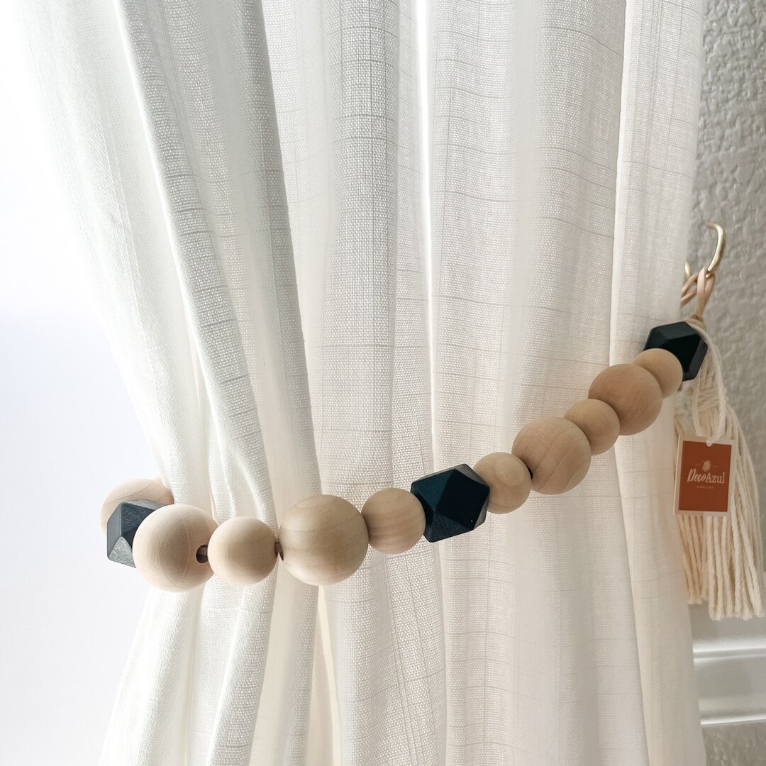 Boho Curtain Tie Backs With Accent Beads Window Treatment Etsy