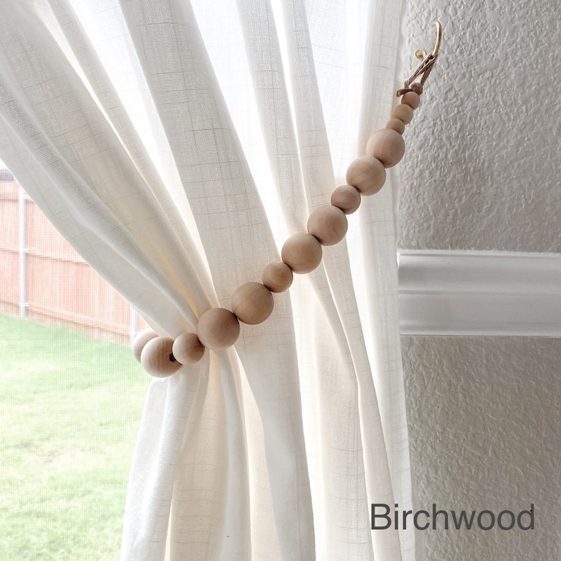Two curtain tie back Farmhouse garland Boho decor Natural Etsy