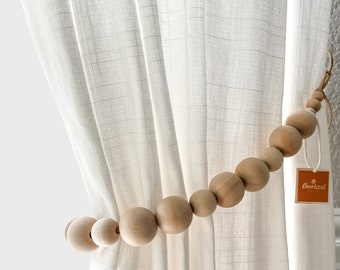 Curtain tiebacks Natural wood Curtain Holdbacks | Window Treatments | Farmhouse Boho decor | Bedroom Kitchen Dining Living room decor